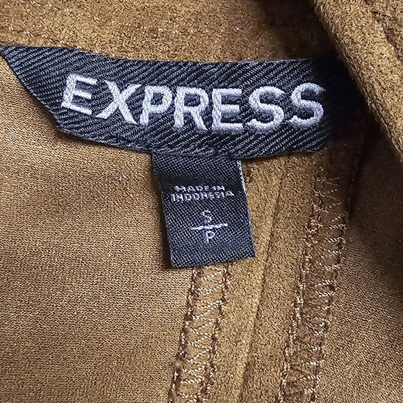Express Women Brown Suede Like Dress Size Small Scalloped Hem Sleeveless - Picture 14 of 15